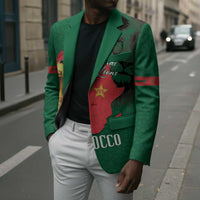 Morocco Football Custom Blazer Atlas Lions Champions African Green Islamic Pattern