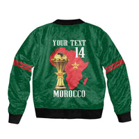 Morocco Football Custom Bomber Jacket Atlas Lions Champions African Green Islamic Pattern