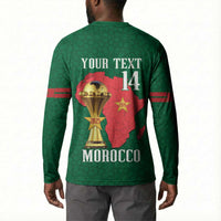 Morocco Football Custom Button Sweatshirt Atlas Lions Champions African Green Islamic Pattern