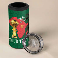 Morocco Football Custom 4 in 1 Can Cooler Tumbler Atlas Lions Champions African Green Islamic Pattern
