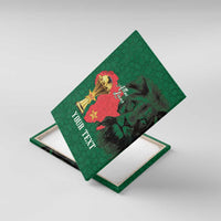 Morocco Football Custom Canvas Wall Art Atlas Lions Champions African Green Islamic Pattern