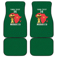 Morocco Football Custom Car Mats Atlas Lions Champions African Green Islamic Pattern