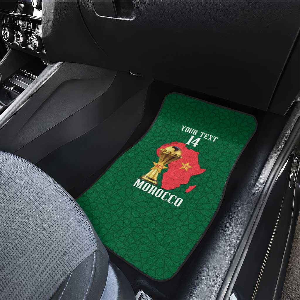 Morocco Football Custom Car Mats Atlas Lions Champions African Green Islamic Pattern