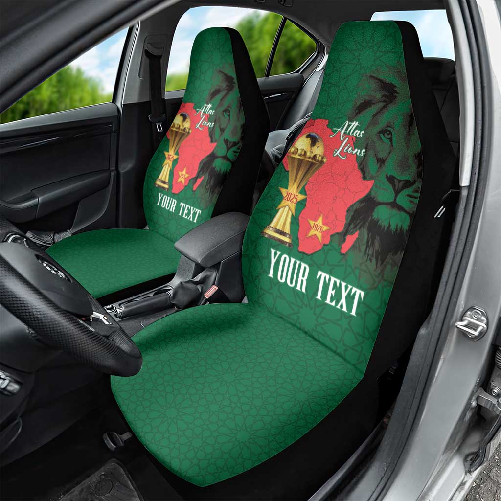 Morocco Football Custom Car Seat Cover Atlas Lions Champions African Green Islamic Pattern