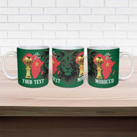 Morocco Football Custom Ceramic Mug Atlas Lions Champions African Green Islamic Pattern