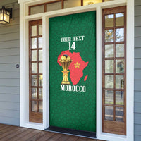 Morocco Football Custom Door Cover Atlas Lions Champions African Green Islamic Pattern