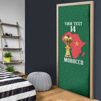 Morocco Football Custom Door Cover Atlas Lions Champions African Green Islamic Pattern