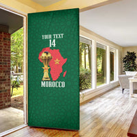 Morocco Football Custom Door Cover Atlas Lions Champions African Green Islamic Pattern
