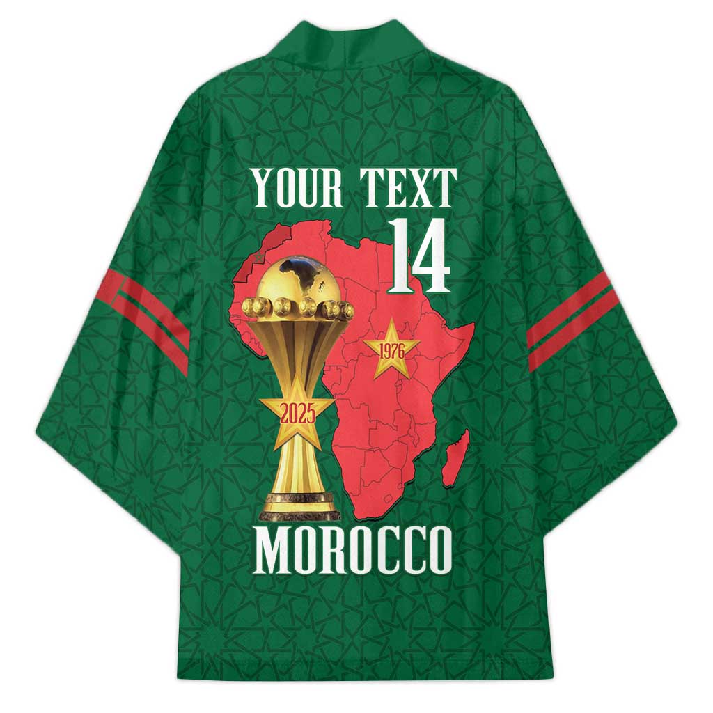 Morocco Football Custom Kimono Atlas Lions Champions African Green Islamic Pattern