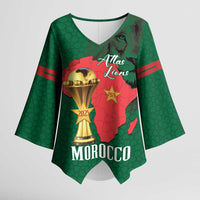 Morocco Football Custom Kimono Sleeve Blouse Atlas Lions Champions African Green Islamic Pattern