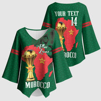 Morocco Football Custom Kimono Sleeve Blouse Atlas Lions Champions African Green Islamic Pattern