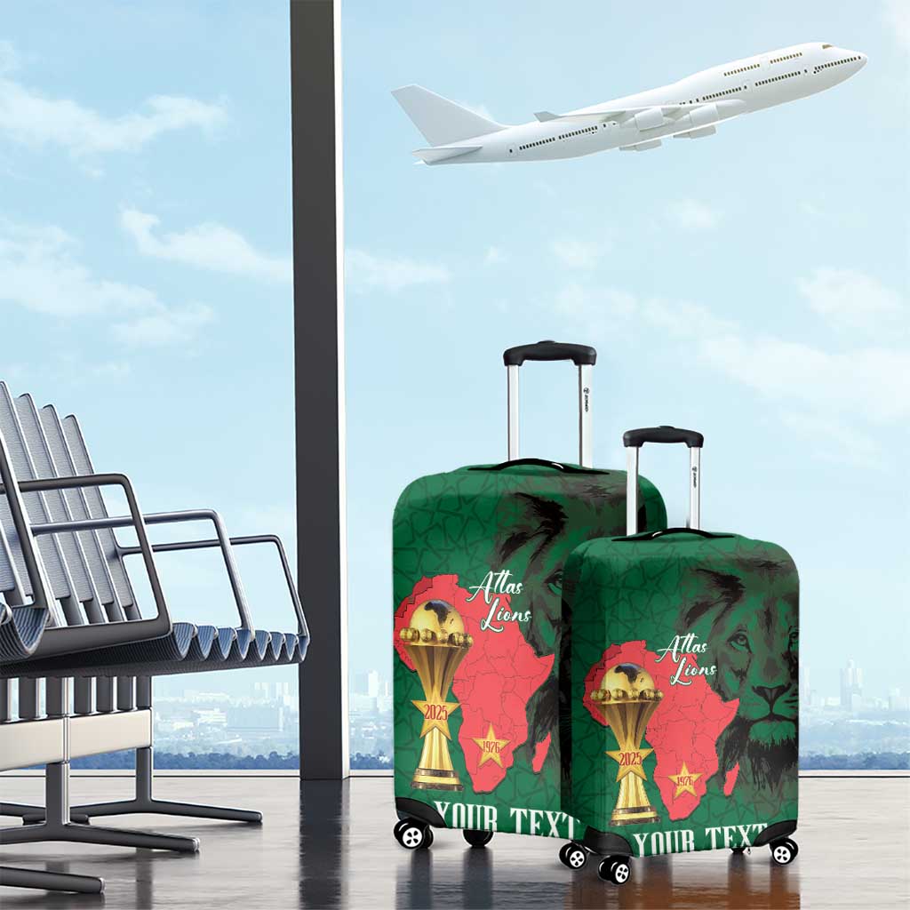 Morocco Football Custom Luggage Cover Atlas Lions Champions African Green Islamic Pattern