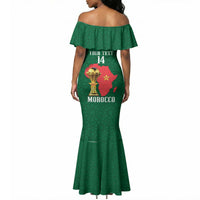 Morocco Football Custom Mermaid Dress Atlas Lions Champions African Green Islamic Pattern