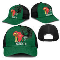 Morocco Football Mesh Trucker Cap Atlas Lions Champions African Green Islamic Pattern