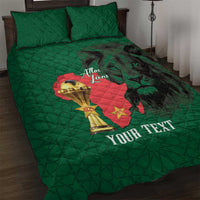 Morocco Football Custom Quilt Bed Set Atlas Lions Champions African Green Islamic Pattern