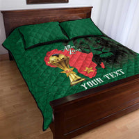 Morocco Football Custom Quilt Bed Set Atlas Lions Champions African Green Islamic Pattern