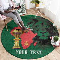 Morocco Football Custom Round Carpet Atlas Lions Champions African Green Islamic Pattern