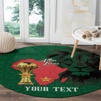 Morocco Football Custom Round Carpet Atlas Lions Champions African Green Islamic Pattern