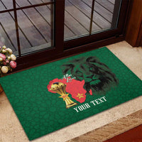 Morocco Football Custom Rubber Doormat Atlas Lions Champions African Green Islamic Pattern