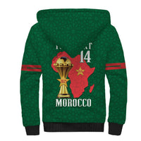Morocco Football Custom Sherpa Hoodie Atlas Lions Champions African Green Islamic Pattern