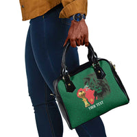 Morocco Football Custom Shoulder Handbag Atlas Lions Champions African Green Islamic Pattern