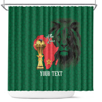 Morocco Football Custom Shower Curtain Atlas Lions Champions African Green Islamic Pattern