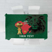 Morocco Football Custom Tablecloth Atlas Lions Champions African Green Islamic Pattern