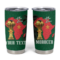 Morocco Football Custom Tumbler Cup Atlas Lions Champions African Green Islamic Pattern