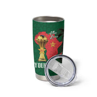 Morocco Football Custom Tumbler Cup Atlas Lions Champions African Green Islamic Pattern