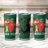 Morocco Football Custom Tumbler Cup Atlas Lions Champions African Green Islamic Pattern