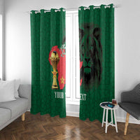 Morocco Football Custom Window Curtain Atlas Lions Champions African Green Islamic Pattern