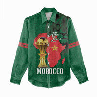 Morocco Football Custom Women Casual Shirt Atlas Lions Champions African Green Islamic Pattern