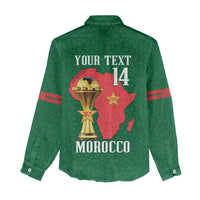 Morocco Football Custom Women Casual Shirt Atlas Lions Champions African Green Islamic Pattern