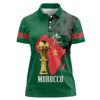 Morocco Football Custom Women Polo Shirt Atlas Lions Champions African Green Islamic Pattern
