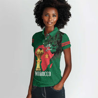 Morocco Football Custom Women Polo Shirt Atlas Lions Champions African Green Islamic Pattern