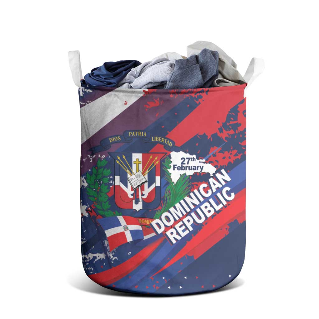 Dominican Republic Independence Day Laundry Basket 27th February Coat Of Arms Grunge Texture