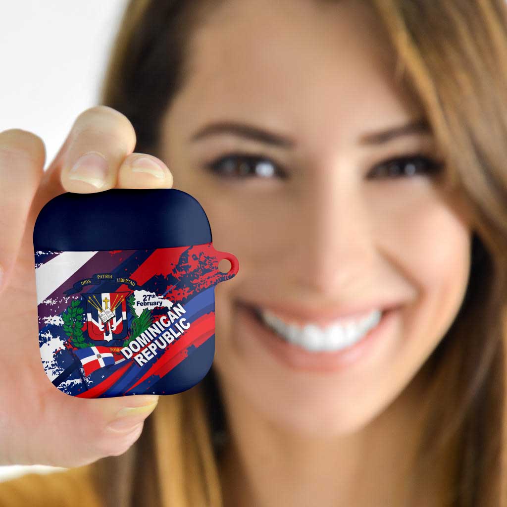 Dominican Republic Independence Day AirPods Case 27th February Coat Of Arms Grunge Texture