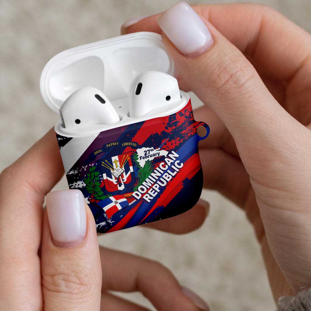 Dominican Republic Independence Day AirPods Case 27th February Coat Of Arms Grunge Texture