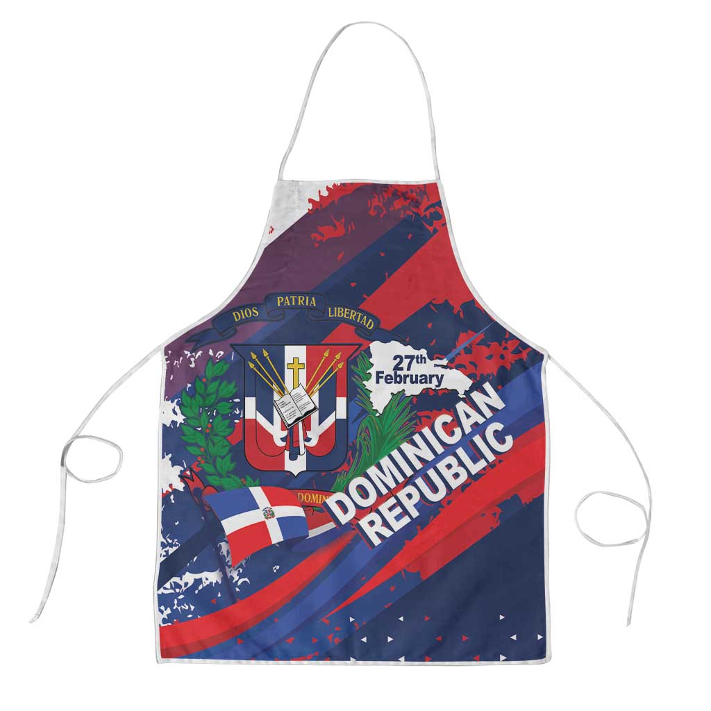 Dominican Republic Independence Day Apron 27th February Coat Of Arms Grunge Texture