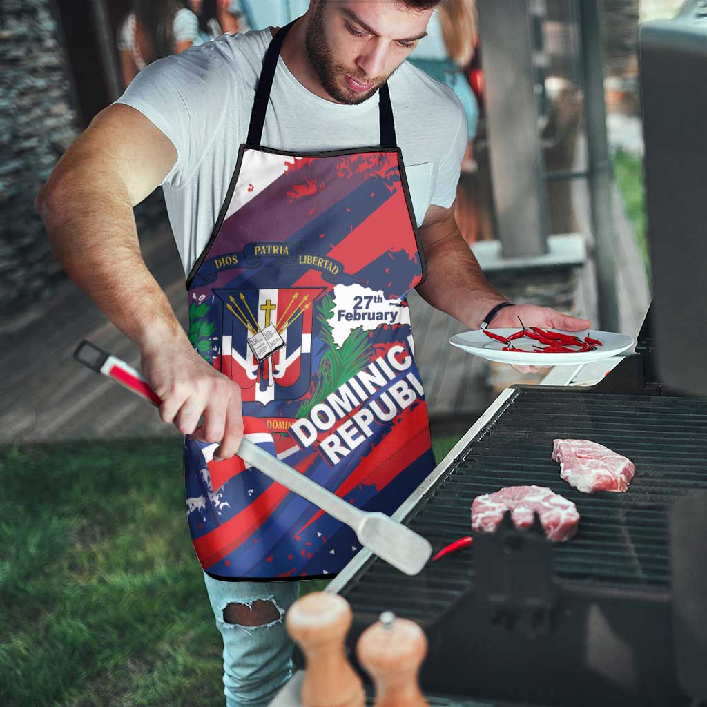 Dominican Republic Independence Day Apron 27th February Coat Of Arms Grunge Texture