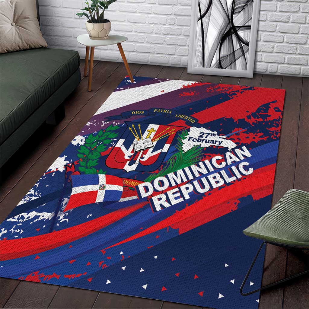 Dominican Republic Independence Day Area Rug 27th February Coat Of Arms Grunge Texture