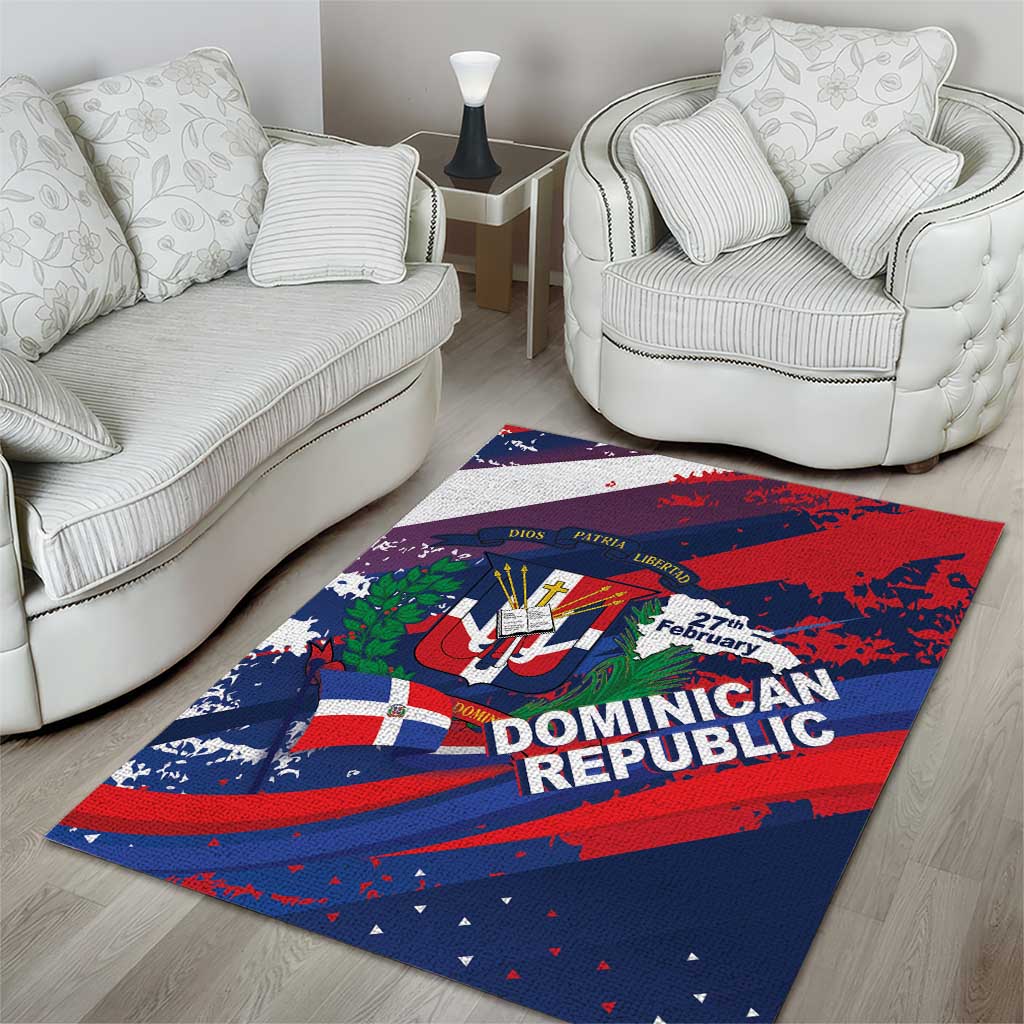 Dominican Republic Independence Day Area Rug 27th February Coat Of Arms Grunge Texture