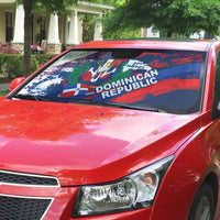 Dominican Republic Independence Day Auto Sun Shade 27th February Coat Of Arms Grunge Texture