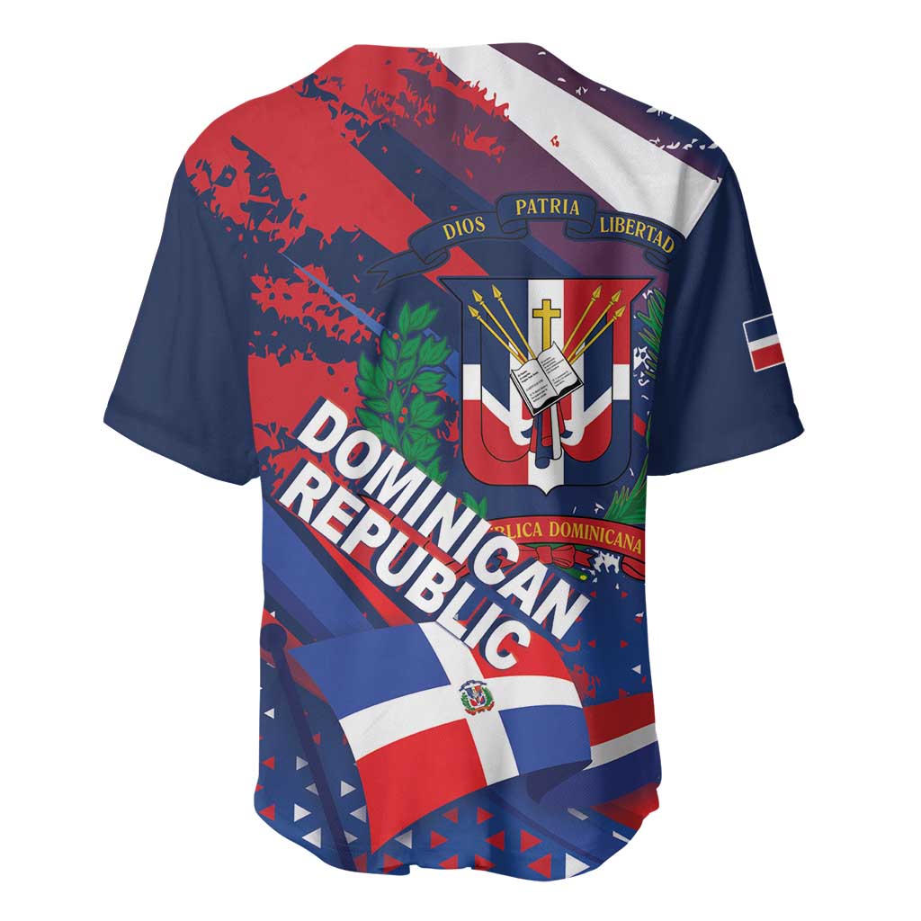 Dominican Republic Independence Day Baseball Jersey 27th February Coat Of Arms Grunge Texture