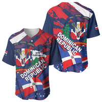 Dominican Republic Independence Day Baseball Jersey 27th February Coat Of Arms Grunge Texture