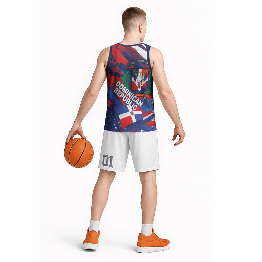 Dominican Republic Independence Day Basketball Jersey 27th February Coat Of Arms Grunge Texture