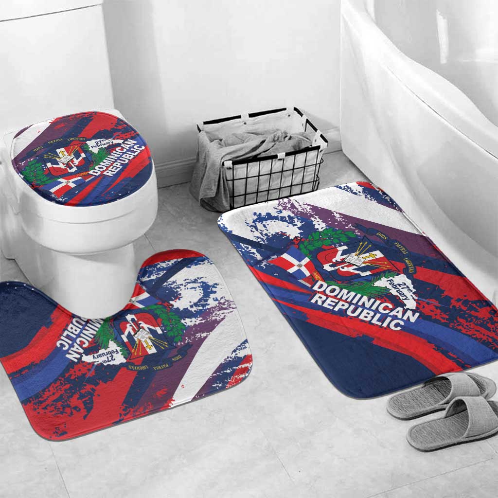 Dominican Republic Independence Day Bathroom Set 27th February Coat Of Arms Grunge Texture