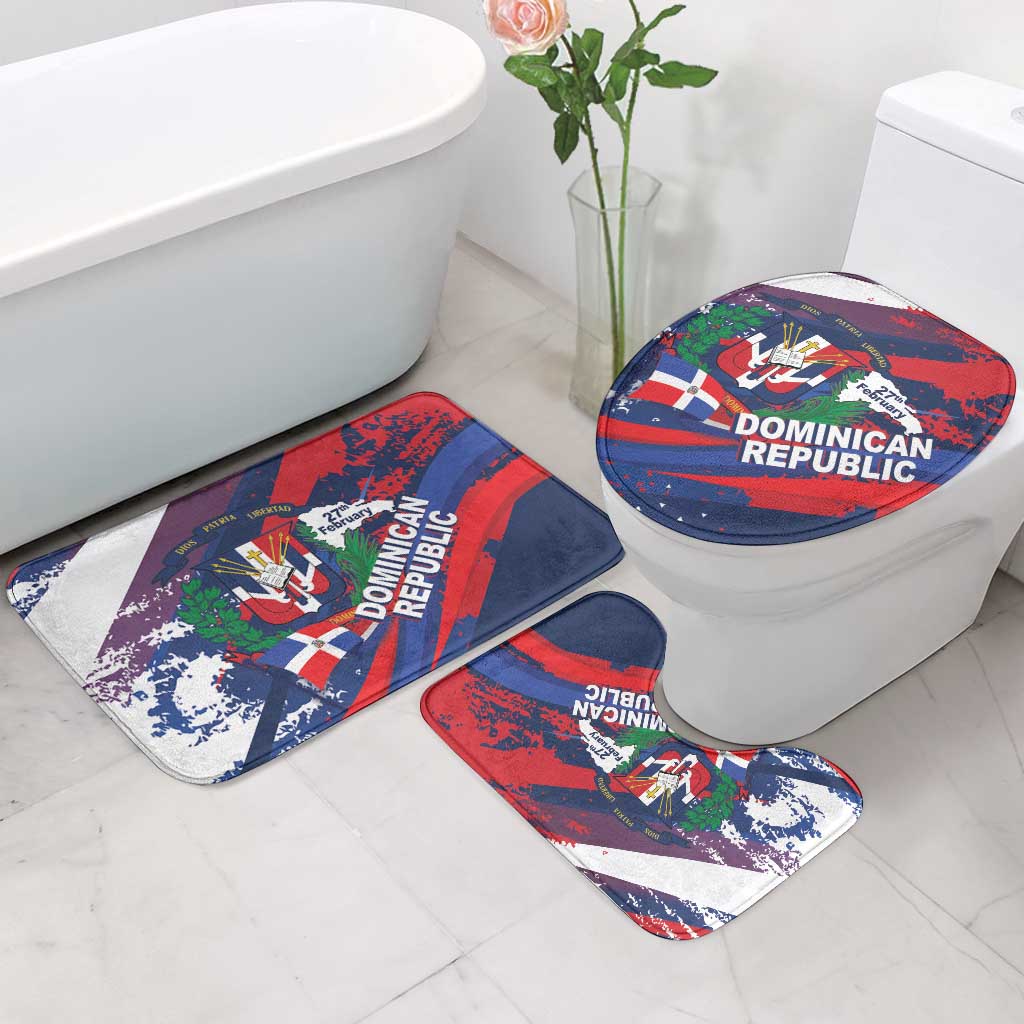 Dominican Republic Independence Day Bathroom Set 27th February Coat Of Arms Grunge Texture