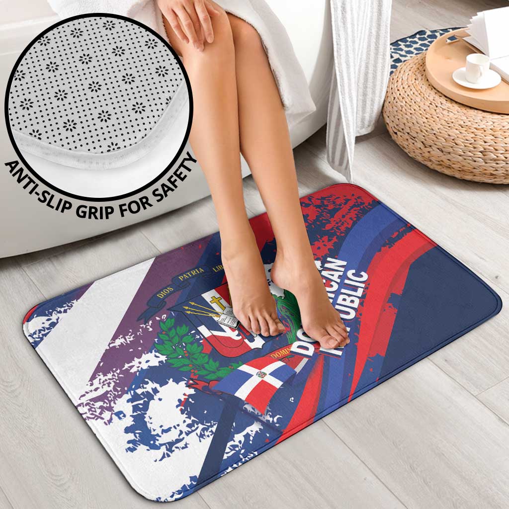 Dominican Republic Independence Day Bathroom Set 27th February Coat Of Arms Grunge Texture