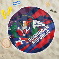 Dominican Republic Independence Day Beach Blanket 27th February Coat Of Arms Grunge Texture